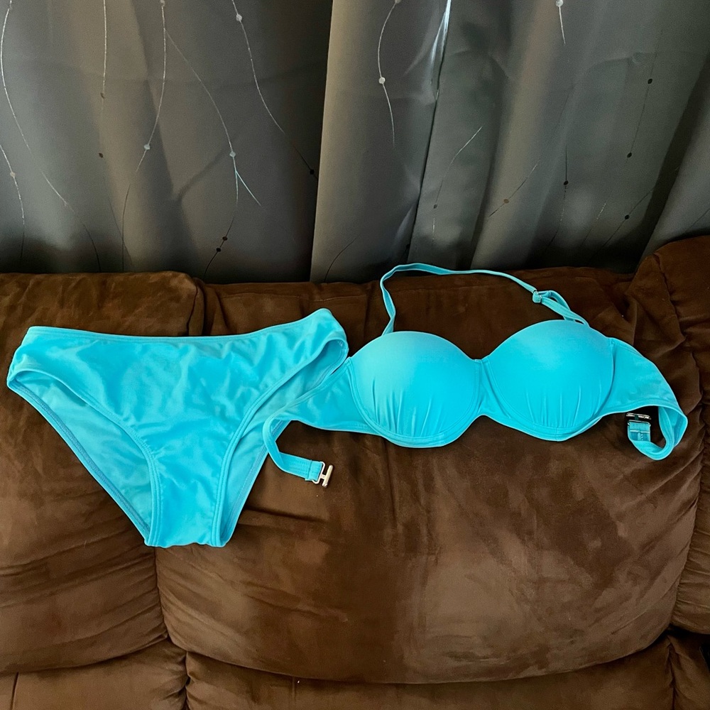 Aqua blue halter bikini